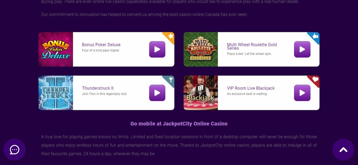 Jackpot City Casino Games
